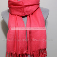 Coral Pink Pashmina Infinity Scarf - Bean Concept - Etsy