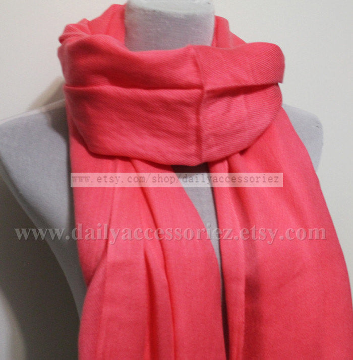 Coral Pink Pashmina Infinity Scarf - Bean Concept - Etsy