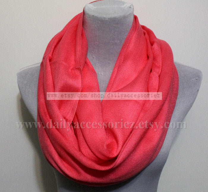 Coral Pink Pashmina Infinity Scarf - Bean Concept - Etsy
