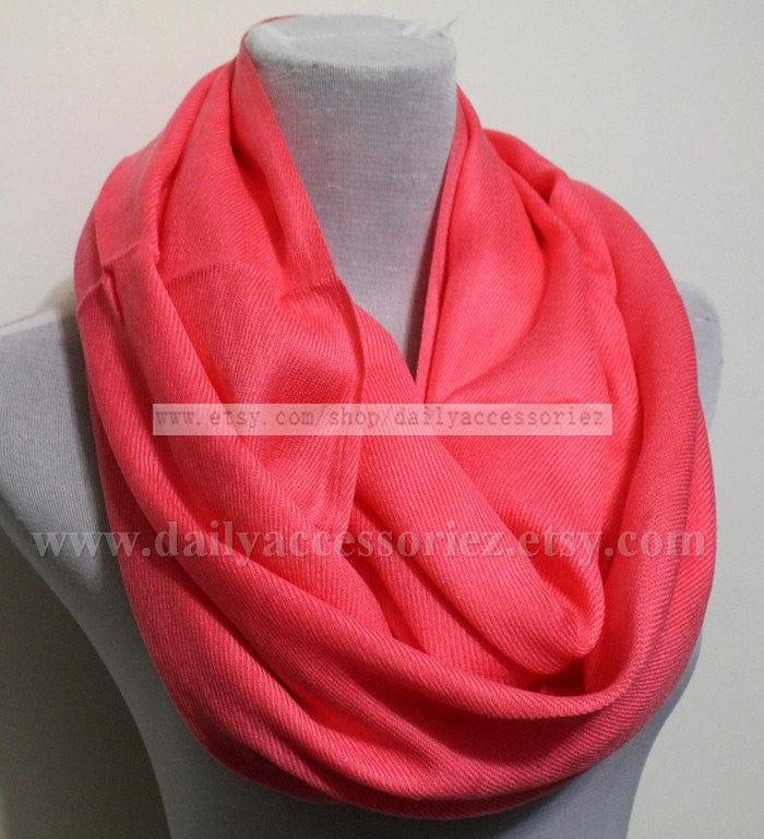 Coral Pink Pashmina Infinity Scarf - Bean Concept - Etsy