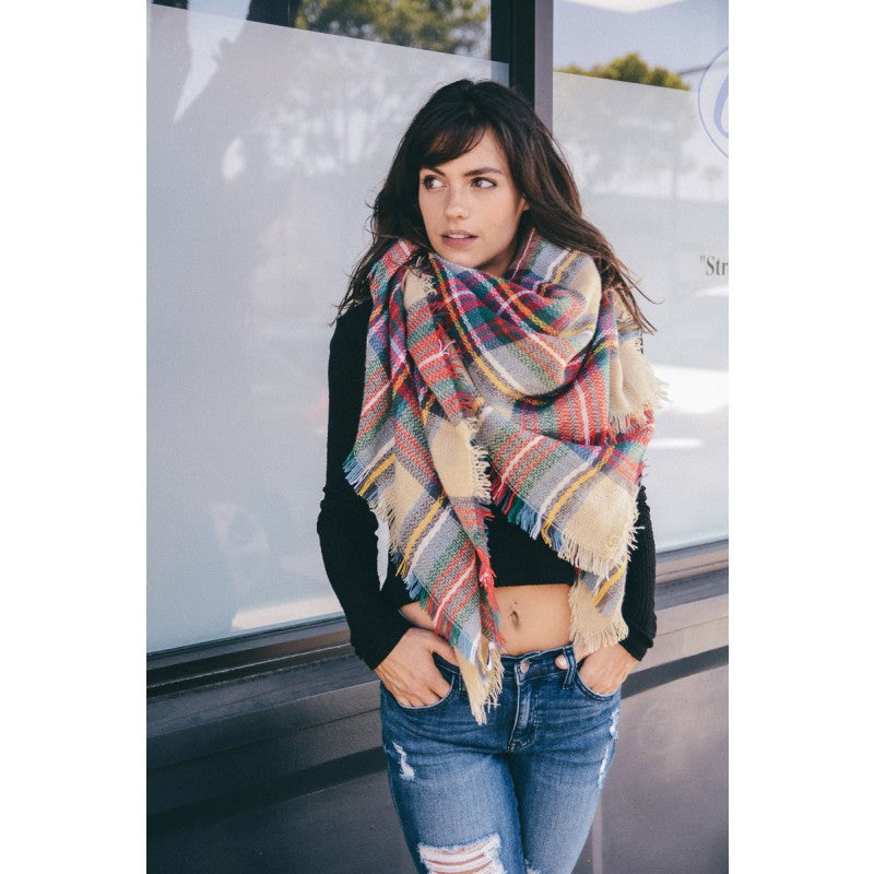 Plaid blanket scarf - Bean Concept - Etsy