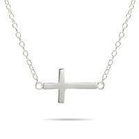 Sideways Cross Necklace in Gold or Silver - Bean Concept - Etsy