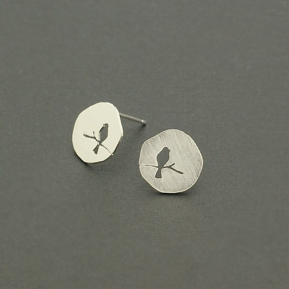 Bird On A Branch Stud Earrings - Bean Concept - Etsy