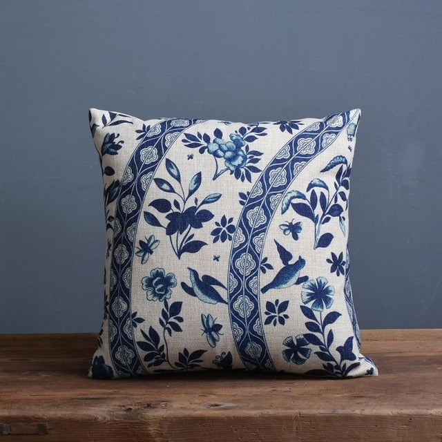 Blue And White Porcelain Printed Cushion Cover - Bean Concept - Etsy