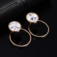 Round Geometric Stone Stud Earrings - Bean Concept - Etsy
