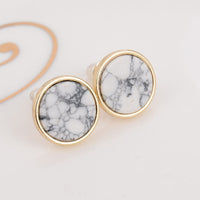 Round Geometric Stone Stud Earrings - Bean Concept - Etsy