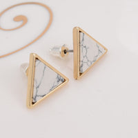 Round Geometric Stone Stud Earrings - Bean Concept - Etsy