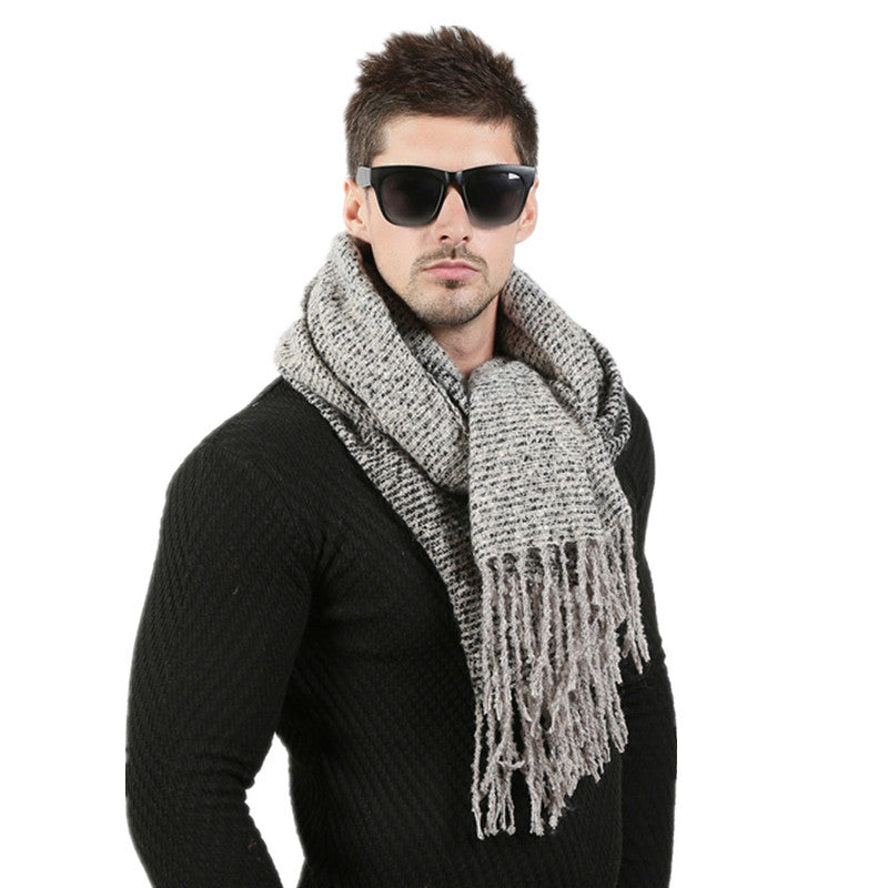 Men Winter Wool Knitted Scarf - Bean Concept - Etsy