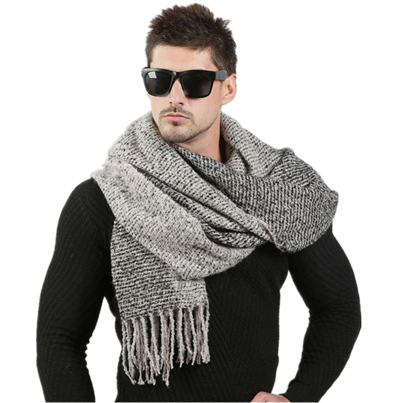 Men Winter Wool Knitted Scarf - Bean Concept - Etsy