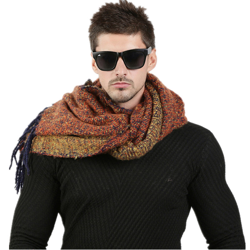 Men Winter Wool Knitted Scarf - Bean Concept - Etsy