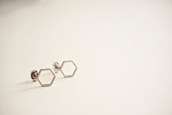 Hive Hexagon Stud Earrings - Bean Concept - Etsy
