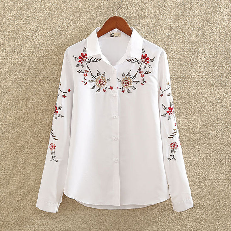Embroidery White Cotton Shirt - Bean Concept - Etsy