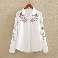 Embroidery White Cotton Shirt - Bean Concept - Etsy