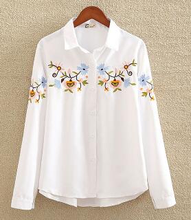 Embroidery White Cotton Shirt - Bean Concept - Etsy