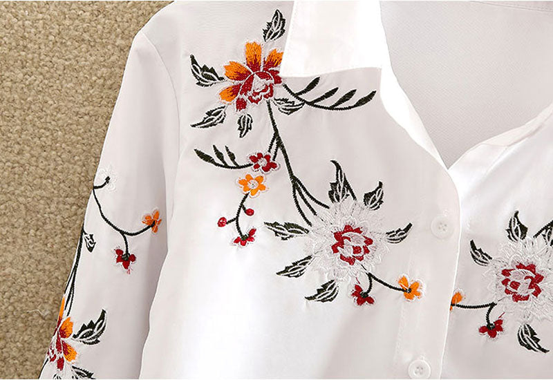 Embroidery White Cotton Shirt - Bean Concept - Etsy