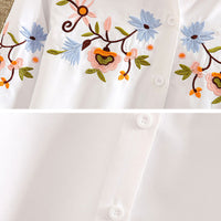 Embroidery White Cotton Shirt - Bean Concept - Etsy