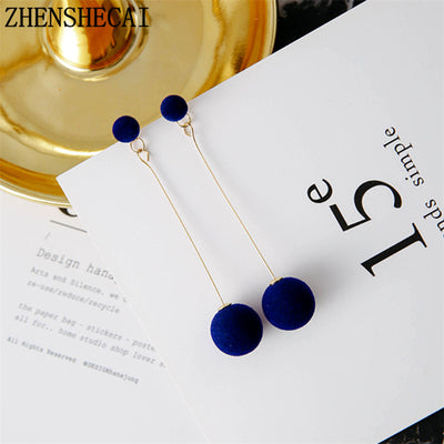 Plush Ball Drop Earrings - Bean Concept - Etsy