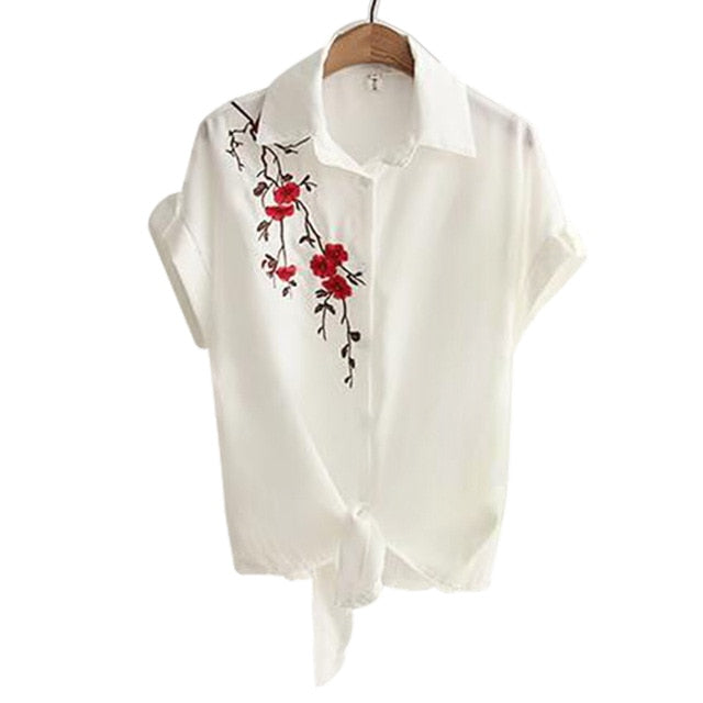 Embroidery White Top Blouse - Bean Concept - Etsy