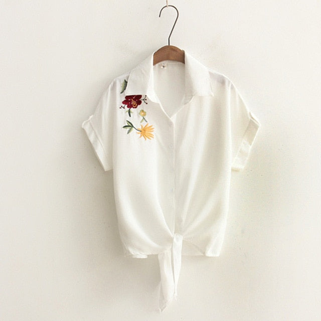 Embroidery White Top Blouse - Bean Concept - Etsy