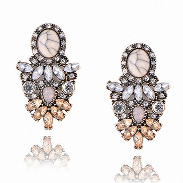Crystal Gem Statement Earrings - Bean Concept - Etsy