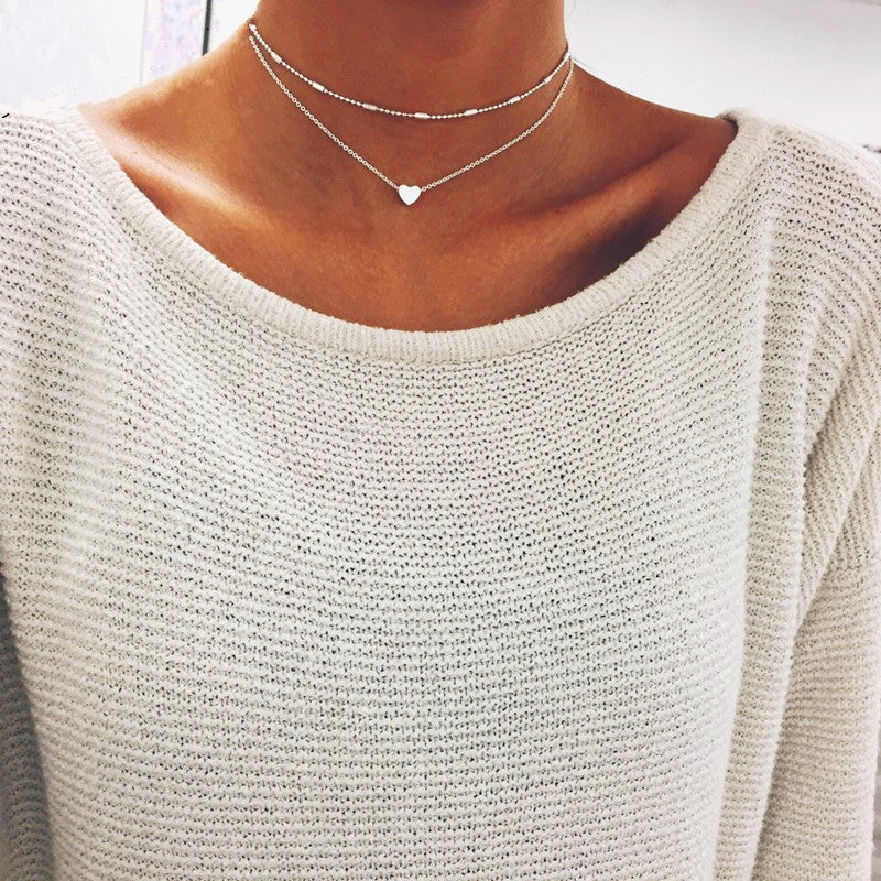 Simple Layered Heart Necklace - Bean Concept - Etsy