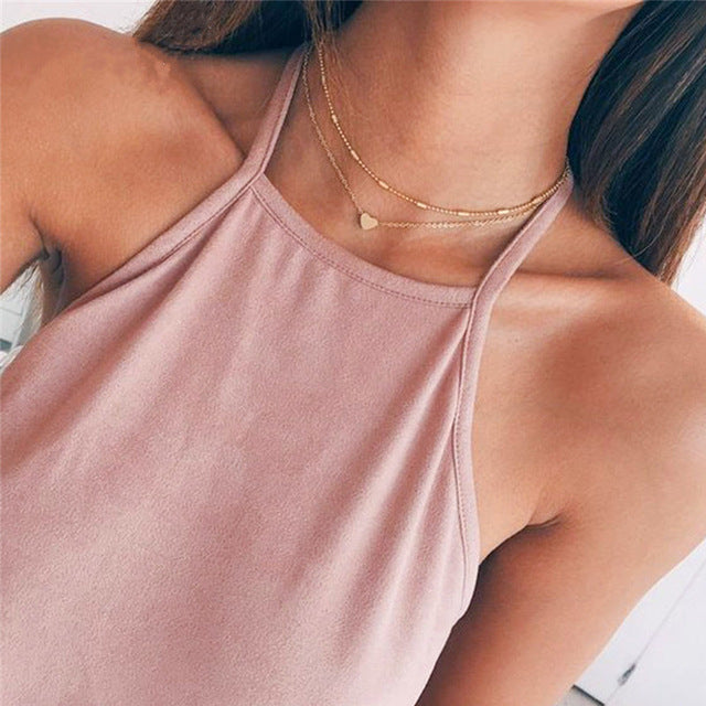 Simple Layered Heart Necklace - Bean Concept - Etsy