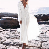 Boho Long Dress with Lace Sleeves - Bean Concept - Etsy