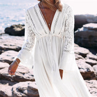 Boho Long Dress with Lace Sleeves - Bean Concept - Etsy
