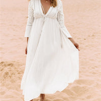 Boho Long Dress with Lace Sleeves - Bean Concept - Etsy
