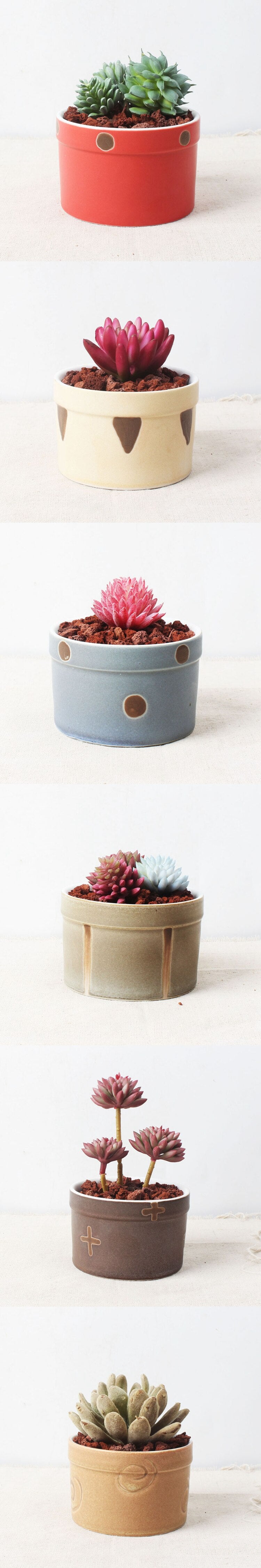 Set of 6 Japanese Transmutation Glazed Ceramic Flower Plant Pots - Bean Concept - Etsy