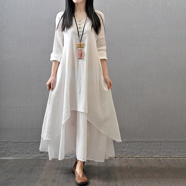 Cotton Linen Maxi Dress - Bean Concept - Etsy
