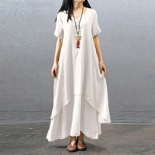 Cotton Linen Maxi Dress - Bean Concept - Etsy