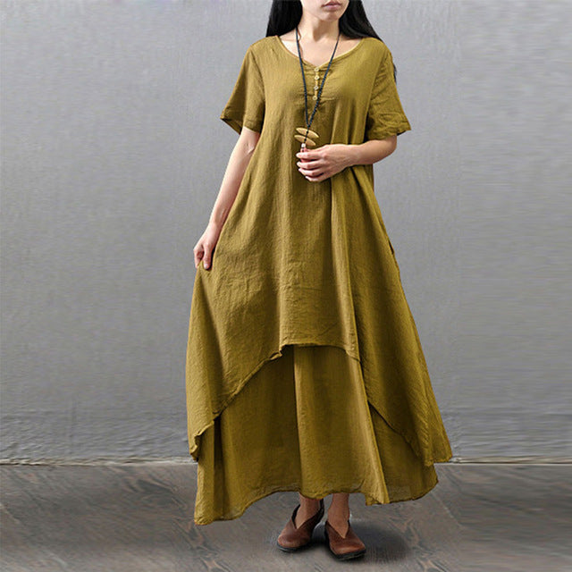 Cotton Linen Maxi Dress - Bean Concept - Etsy
