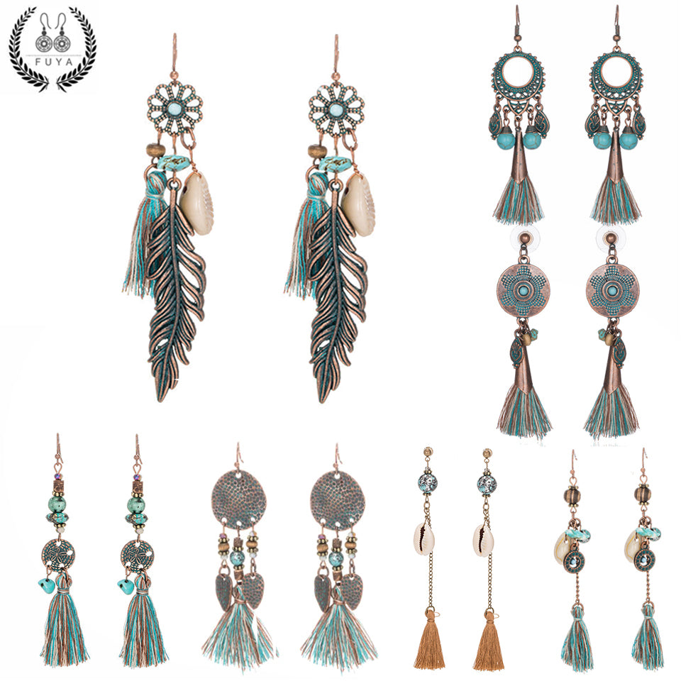 tassel long earrings - Bean Concept - Etsy