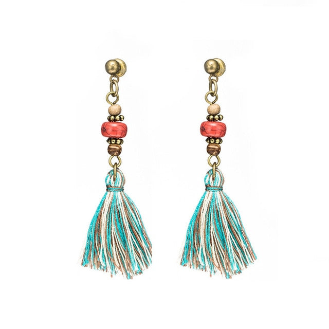 tassel long earrings - Bean Concept - Etsy