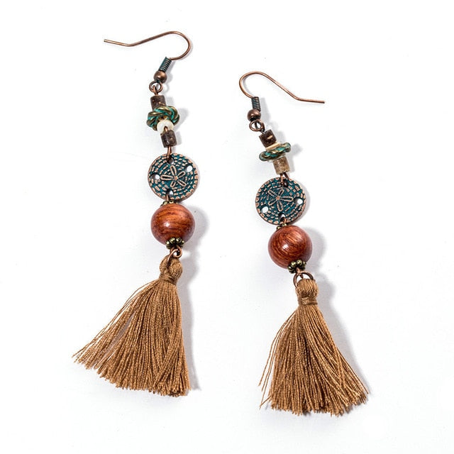 tassel long earrings - Bean Concept - Etsy
