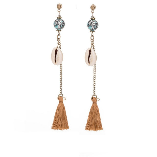 tassel long earrings - Bean Concept - Etsy