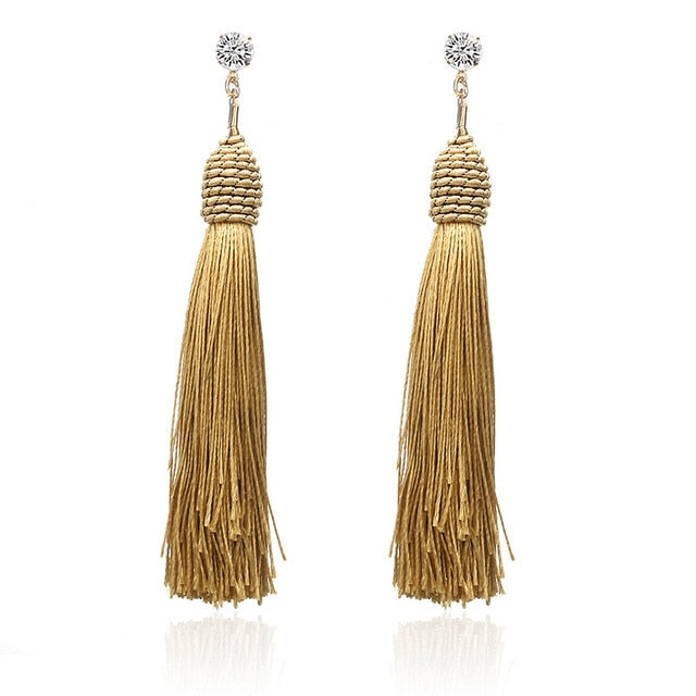 Gold Color Tassel Long Earrings - Bean Concept - Etsy
