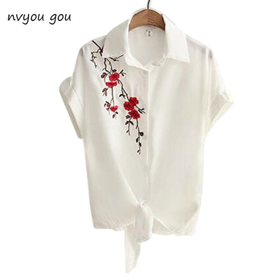 Embroidery White Top Blouse - Bean Concept - Etsy