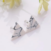 Round Geometric Stone Stud Earrings - Bean Concept - Etsy