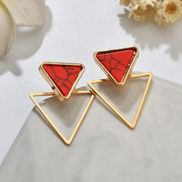 Round Geometric Stone Stud Earrings - Bean Concept - Etsy