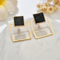 Round Geometric Stone Stud Earrings - Bean Concept - Etsy