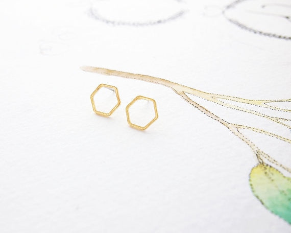 Hive Hexagon Stud Earrings - Bean Concept - Etsy