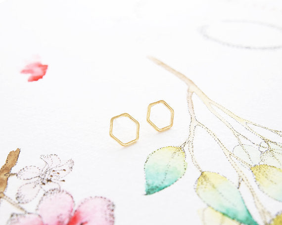 Hive Hexagon Stud Earrings - Bean Concept - Etsy