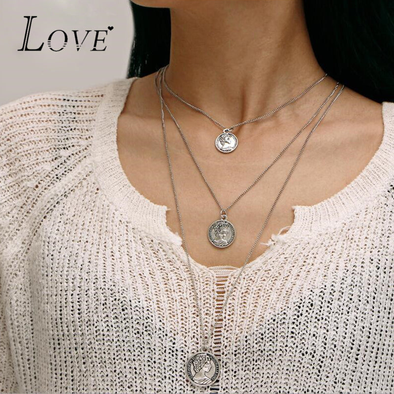 Vintage Carved Coin Necklace - Bean Concept - Etsy