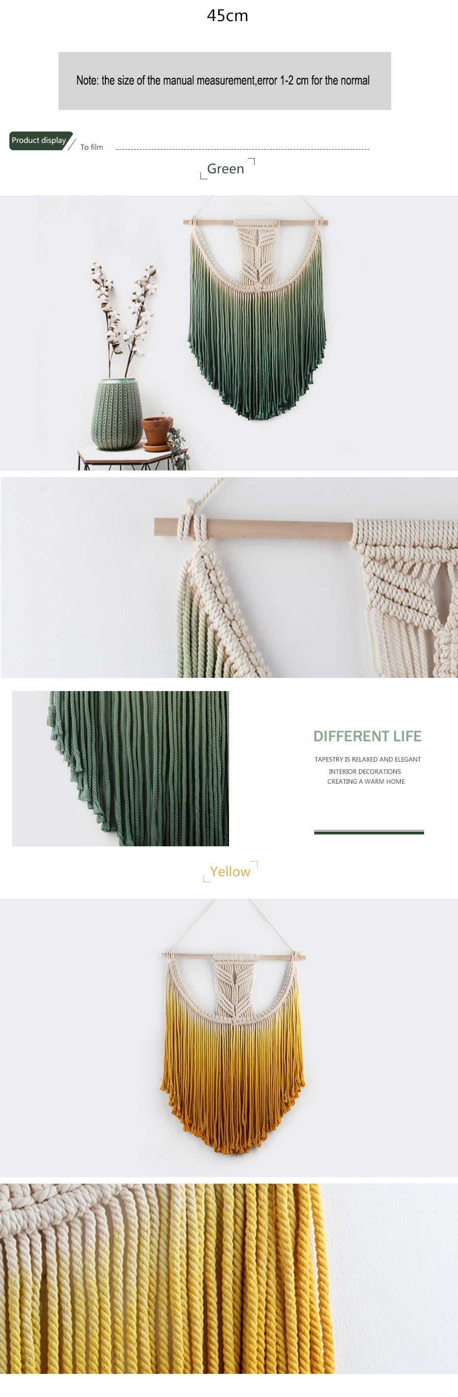 Green Ombre Macramé Wall Hanging Tapestry - Bean Concept - Etsy