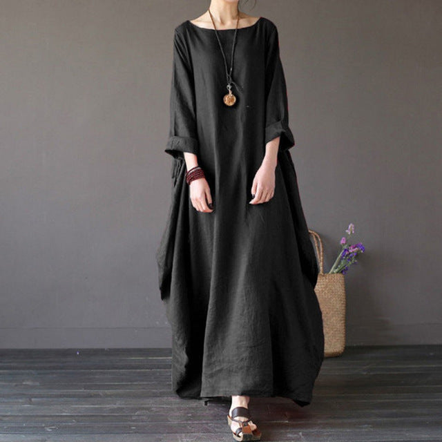 Loose Long Sleeve Maxi Dress - Bean Concept - Etsy
