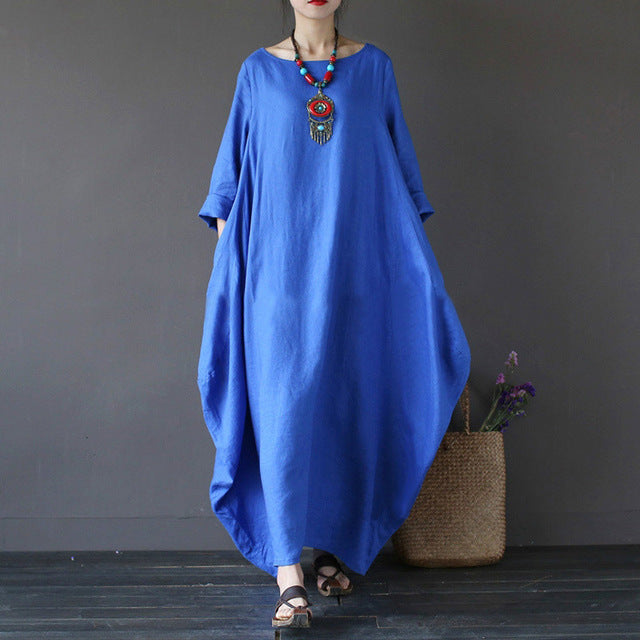 Loose Long Sleeve Maxi Dress - Bean Concept - Etsy