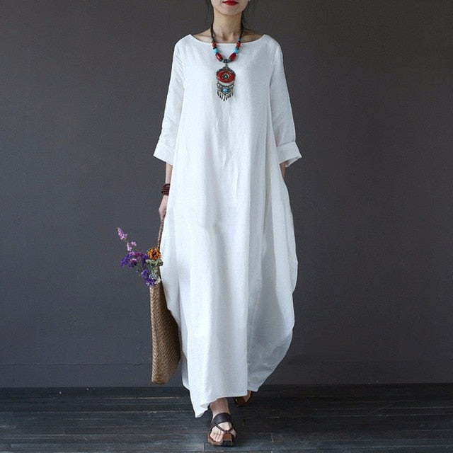 Loose Long Sleeve Maxi Dress - Bean Concept - Etsy