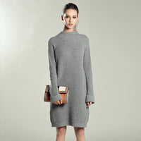 Winter Solid Knitted Cotton Sweater Dress - Bean Concept - Etsy